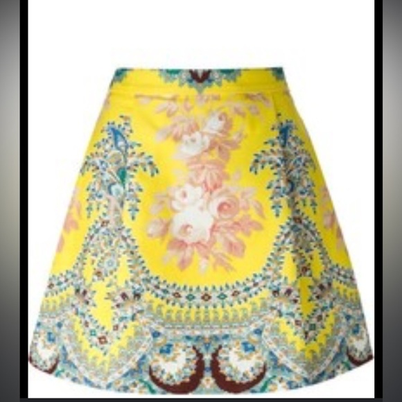 MSGM Milano Yellow Floral Print Cotton Mini Skirt US SZ 6 / IT 40! - Picture 1 of 11